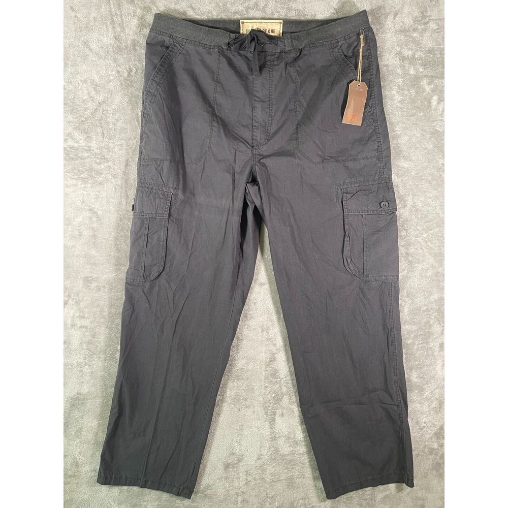 NWT Society‎ Of One Drawstring Elastic Waist Cargo Gray Pants 42x32